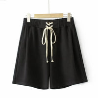 High-Waisted Plus-Size Shorts with Drawstring Waist-Black-3XL-State of Style