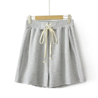 High-Waisted Plus-Size Shorts with Drawstring Waist-Grey-3XL-State of Style