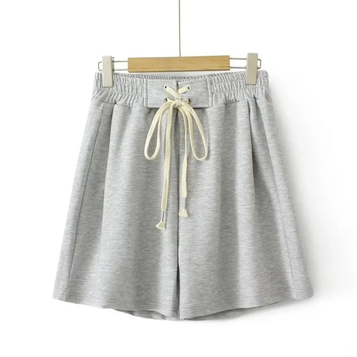 High-Waisted Plus-Size Shorts with Drawstring Waist-Grey-3XL-State of Style