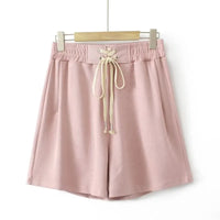 High-Waisted Plus-Size Shorts with Drawstring Waist-Pink-3XL-State of Style