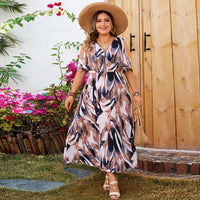 High-Waisted Plus Size Summer Dress-Multicolour-2XL-State of Style