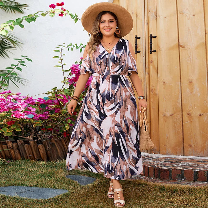 High-Waisted Plus Size Summer Dress-Multicolour-2XL-State of Style