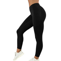 High-Waisted Plus Size Yoga Leggings with Pocket-Black-2XL-State of Style