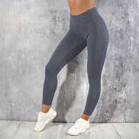 High-Waisted Plus Size Yoga Leggings with Pocket-Dark Grey-2XL-State of Style