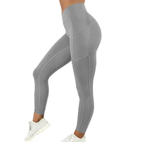 High-Waisted Plus Size Yoga Leggings with Pocket-Grey-2XL-State of Style