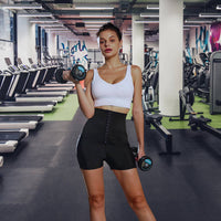 High-Waisted Sauna Sweatpants with Waist Trainer - SweatSculpt-Black/Blue-S-State of Style