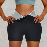 High-Waisted Sauna Sweatpants with Waist Trainer - SweatSculpt-Black/Blue-S-State of Style