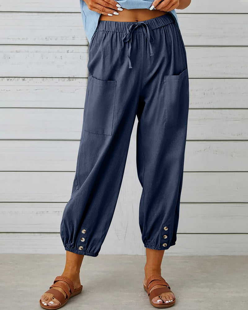 High-Waisted Women's Trousers – Olivia-Dark blue-S-State of Style
