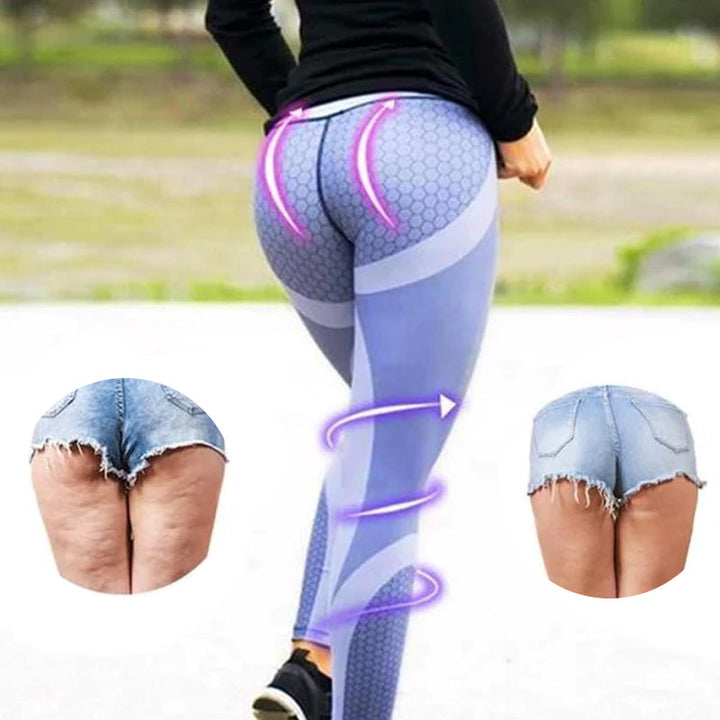 High Waisted Women's Yoga Leggings with Geometric Pattern - Aurora-Black-S-State of Style