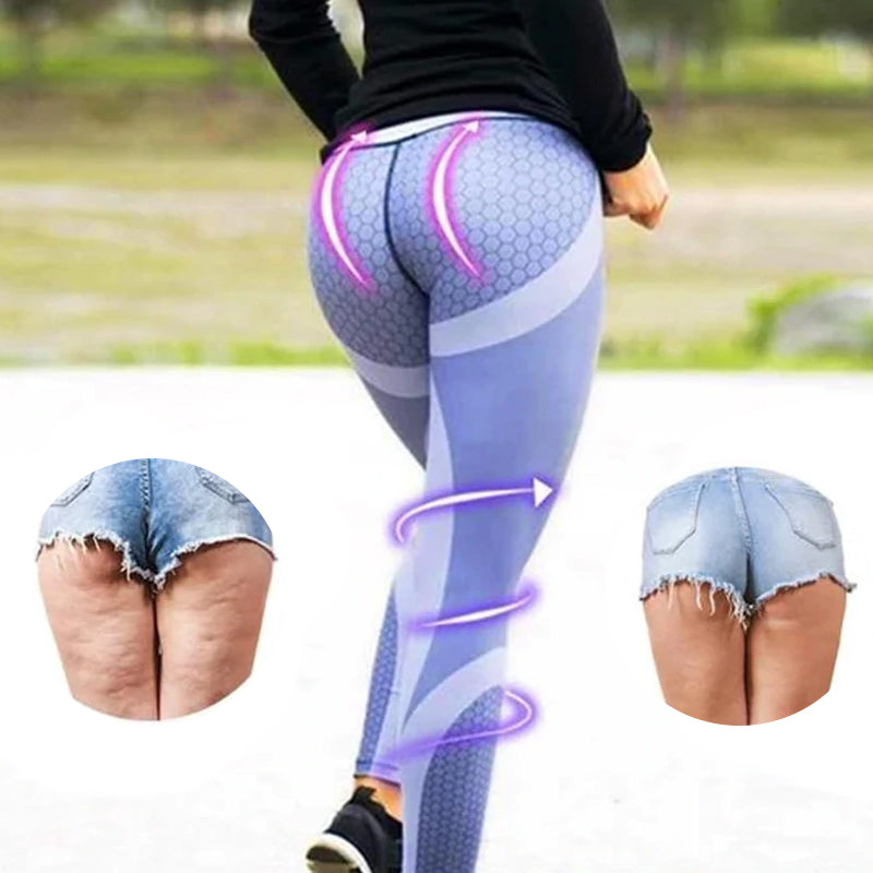 High Waisted Women's Yoga Leggings with Geometric Pattern - Aurora-Black-S-State of Style