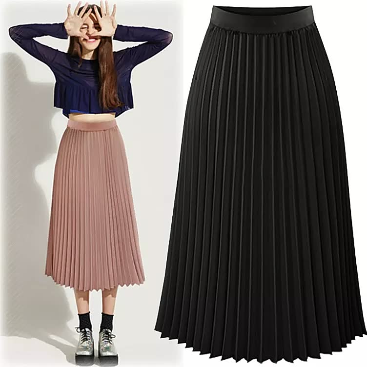 HighDress | Women's Elegant Pleated Skirt-Black-S-State of Style
