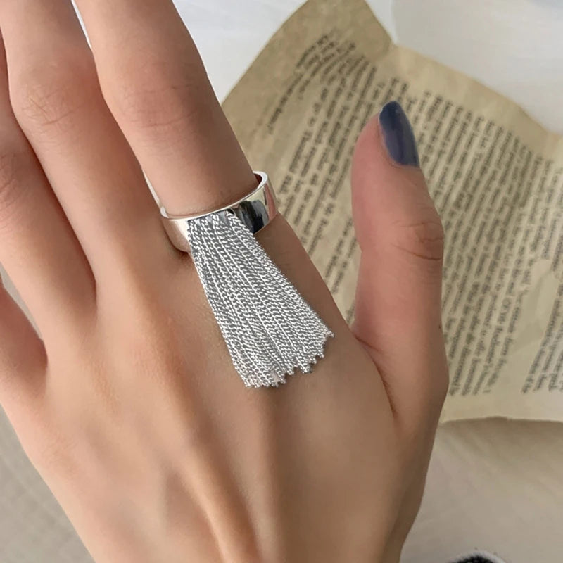 Hip Hop Silver Party Ring | Tassel Sparkler-Nora-State of Style