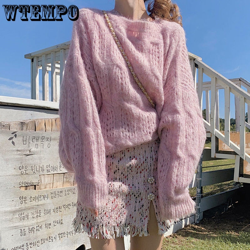 Hollow Sweaters | Women's Trendy Knitwear-Pink-S-State of Style
