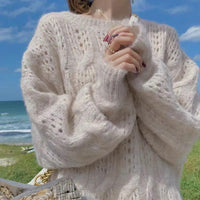 Hollow Sweaters | Women's Trendy Knitwear-White-S-State of Style