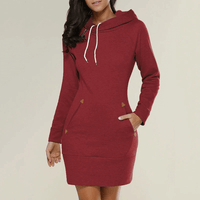 Hooded sweatshirt dress with pockets – Isabella-Black-S-State of Style