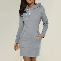 Hooded sweatshirt dress with pockets – Isabella-Black-S-State of Style