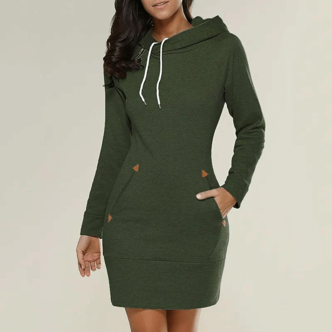 Hooded sweatshirt dress with pockets – Isabella-Black-S-State of Style