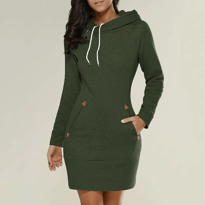 Hooded sweatshirt dress with pockets – Isabella-Black-S-State of Style