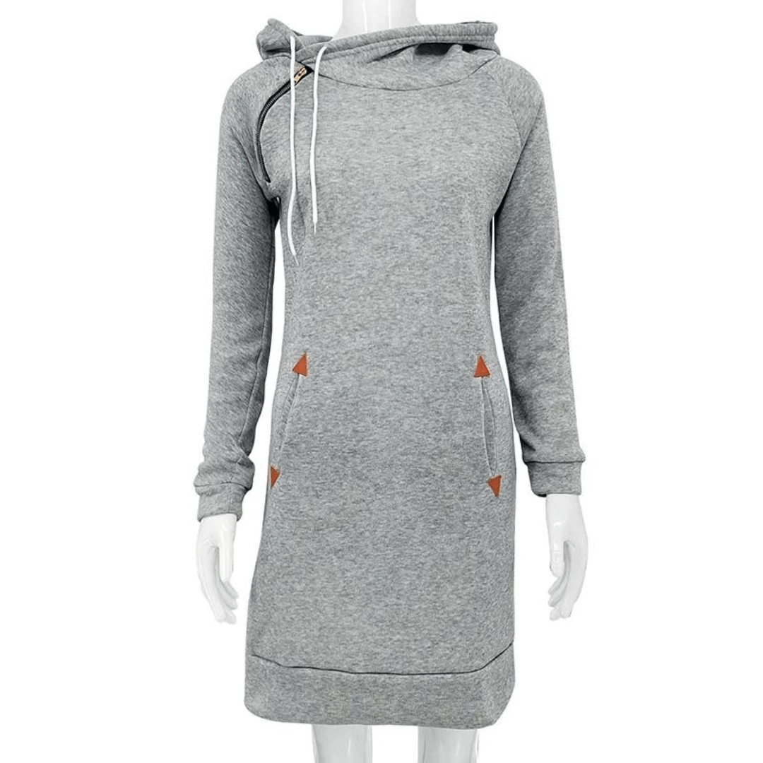 Hooded sweatshirt dress with pockets – Isabella-Black-S-State of Style