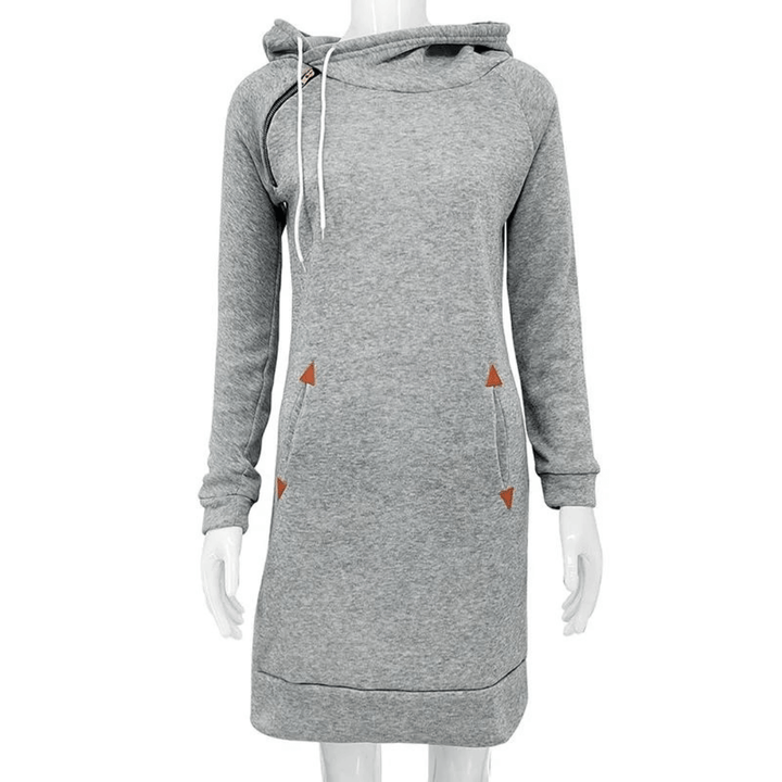 Hooded sweatshirt dress with pockets – Isabella-Black-S-State of Style