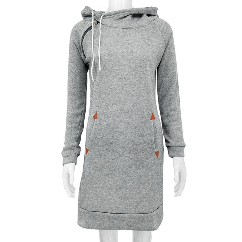 Hooded sweatshirt dress with pockets – Isabella-Black-S-State of Style