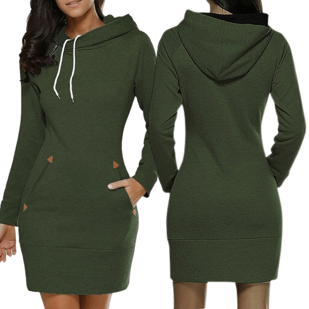 Hooded sweatshirt dress with pockets – Isabella-Black-S-State of Style