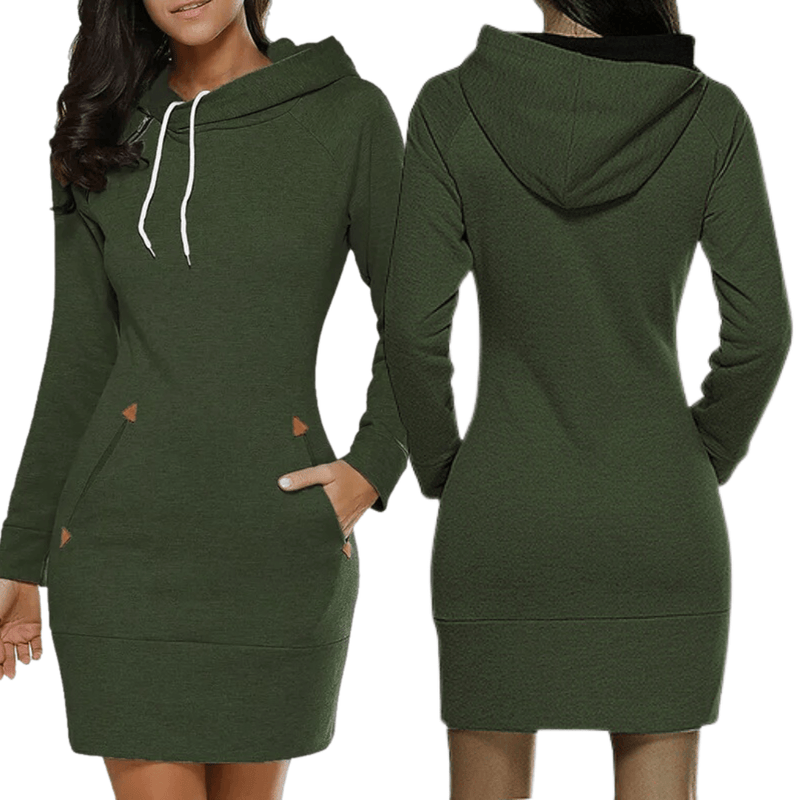 Hooded sweatshirt dress with pockets – Isabella-Black-S-State of Style