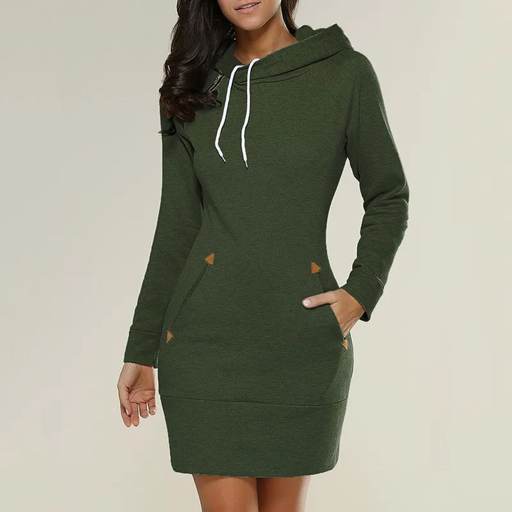 Hooded sweatshirt dress with pockets – Isabella-Green-S-State of Style