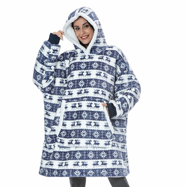 Hoodie & Blanket | Wonderful combination of a soft hoodie and a comfortable blanket in one!-Blue Deer-State of Style