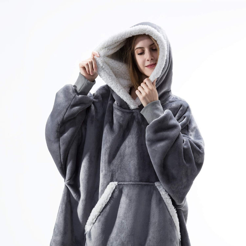Hoodie & Blanket | Wonderful combination of a soft hoodie and a comfortable blanket in one!-Gray-State of Style
