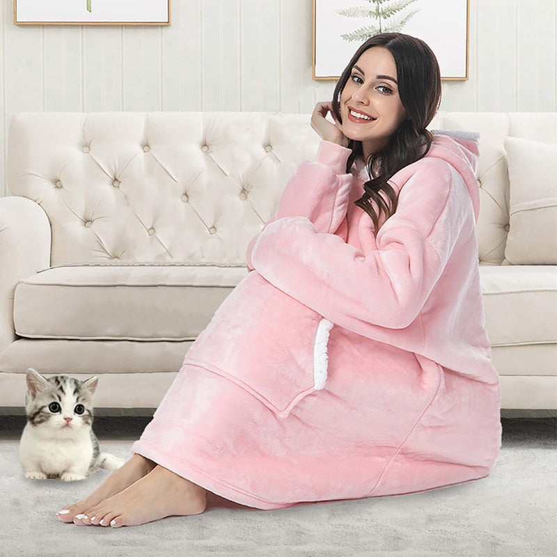 Hoodie & Blanket | Wonderful combination of a soft hoodie and a comfortable blanket in one!-Pink-State of Style