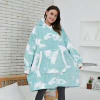 Hoodie & Blanket | Wonderful combination of a soft hoodie and a comfortable blanket in one!-Washed Green & White-State of Style