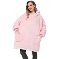 Hoodie & Blanket | Wonderful combination of a soft hoodie and a comfortable blanket in one!-Washed Pink & White-State of Style