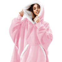Hoodie & Blanket | Wonderful combination of a soft hoodie and a comfortable blanket in one!-Washed Pink & White-State of Style