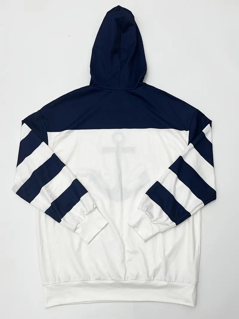 Hoodie with Anchor Print - Nautical Vibes-S-State of Style