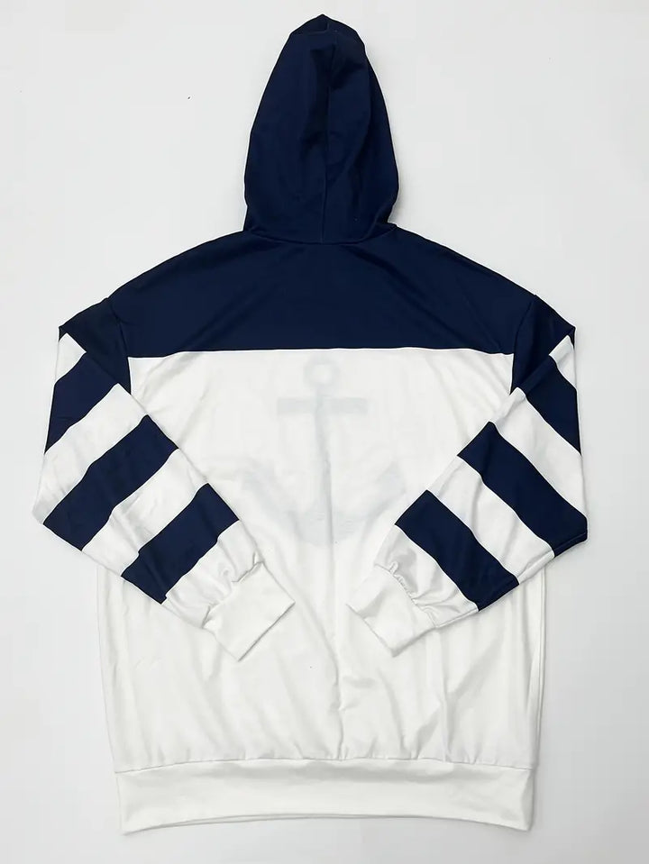 Hoodie with Anchor Print - Nautical Vibes-S-State of Style