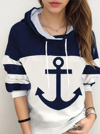 Hoodie with Anchor Print - Nautical Vibes-S-State of Style