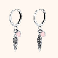 Hoop earrings with Loving Feather and Heart - Althea-Silver-State of Style