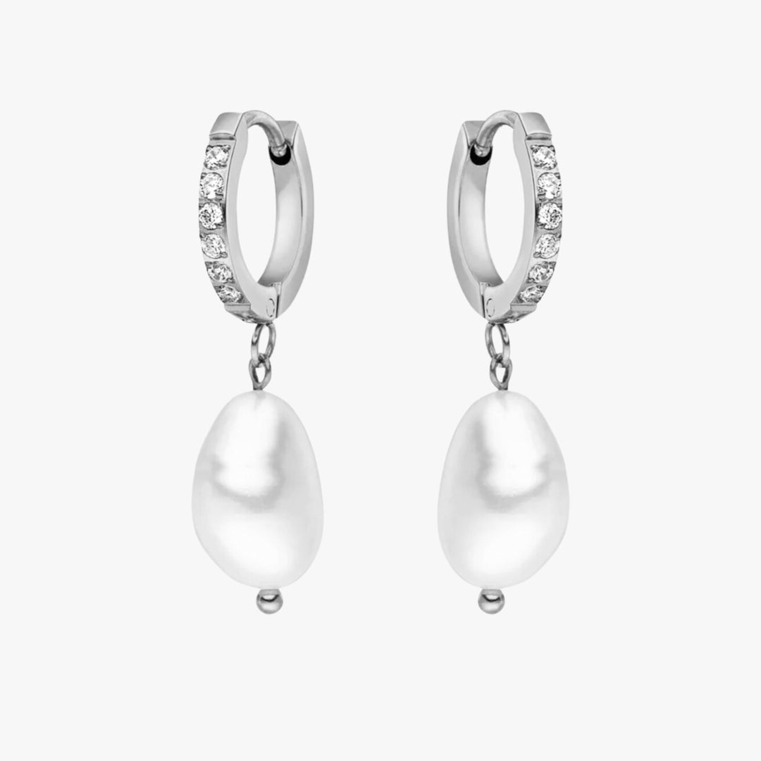 Hoops with freshwater pearls - Arina-Silver-State of Style