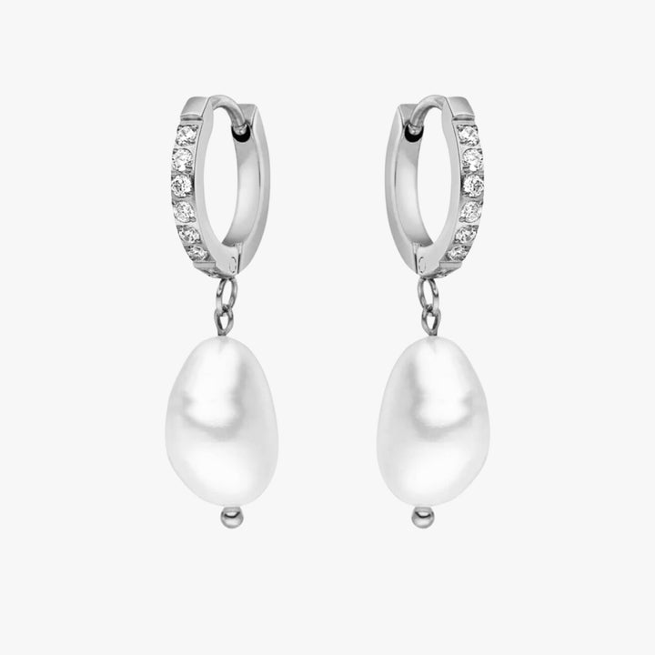 Hoops with freshwater pearls - Arina-Silver-State of Style