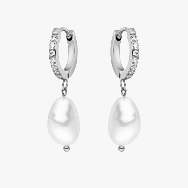Hoops with freshwater pearls - Arina-Silver-State of Style