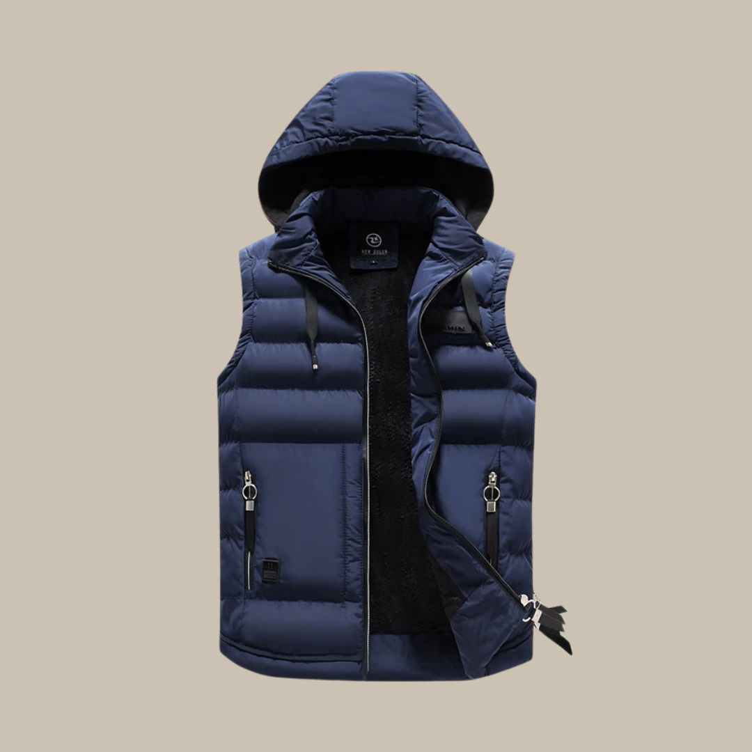 HUGO Hooded Puffer Vest | Casual Bodywarmer for Men-Blue-L-State of Style