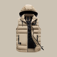 HUGO Hooded Puffer Vest | Casual Bodywarmer for Men-Khaki-L-State of Style