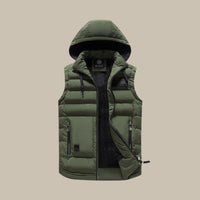HUGO Hooded Puffer Vest | Casual Bodywarmer for Men-Olive Green-L-State of Style