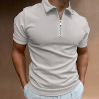 Hugo-Inspired Design | Men's Zip Polo Shirt-Beige-XXS-State of Style