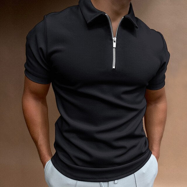 Hugo-Inspired Design | Men's Zip Polo Shirt-Black-XXS-State of Style