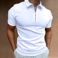 Hugo-Inspired Design | Men's Zip Polo Shirt-White-XXS-State of Style