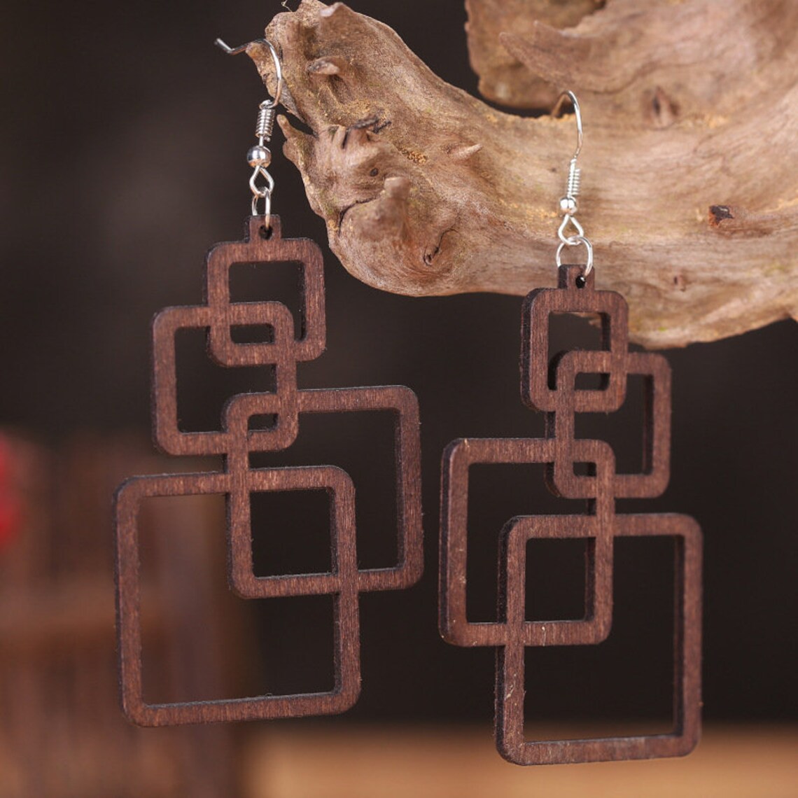 Handcrafted Wooden Drop Earrings | Eco-Friendly Fashion