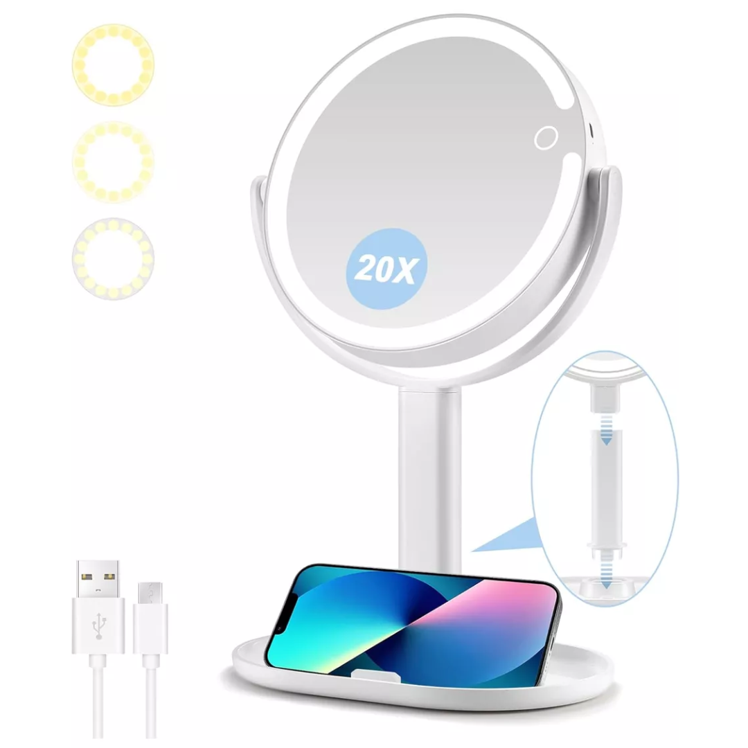 Illuminated Makeup Mirror - 20X Zoom & Adjustable Brightness-State of Style