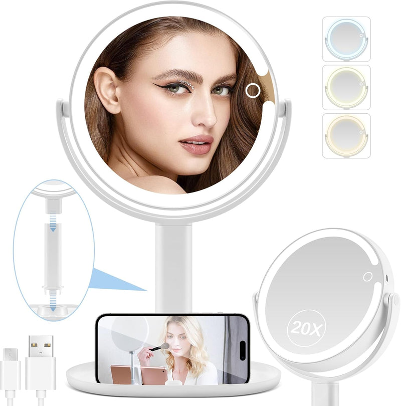 Illuminated Makeup Mirror - 20X Zoom & Adjustable Brightness-State of Style
